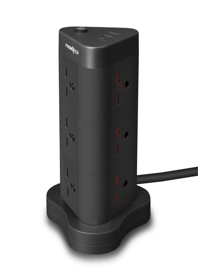 Frontech Power Tower | 9 Universal Sockets | 2 USB Ports + 1 Type-C | 5m Cable | 2500W Load | Child Safety Shutter | Vertical Multi-Plug Extension Board (FT-3564) - Image 1
